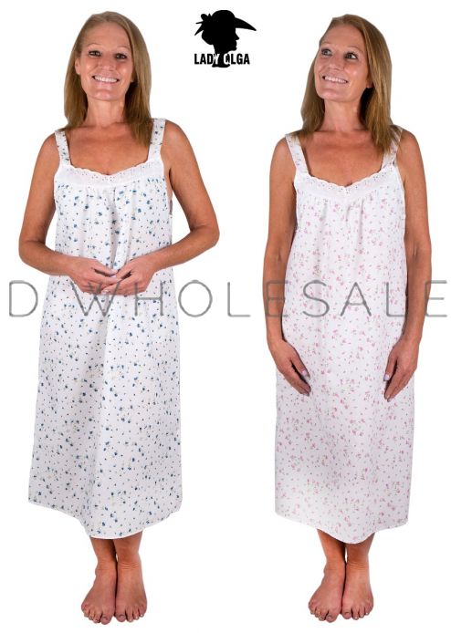 lady olga Ladies Incontinence Nightie Open Back Poly Cotton Floral Nightdress