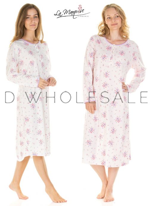 Ladies Nightdress Short Sleeve Winterberry Floral Print by Lady Olga