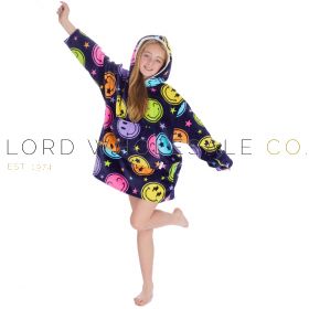 Children's Supersoft Smiley Faces Sherpa Fleece Oversize Hoodie by Huggable Hoodie,