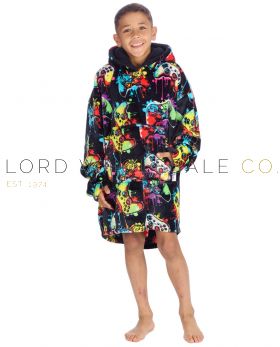 03-18C996-Wholesale Children's Supersoft Gamer Print Oversize Hoodie by Huggable Hoodie