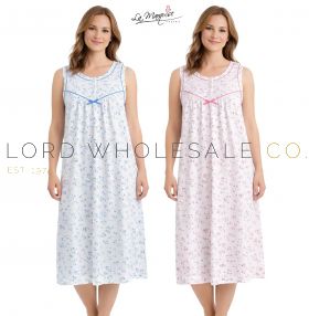 Ladies Moonlit Tulip Cotton Jersey Sleeveless Nightdress by La Marquise 9 Pieces