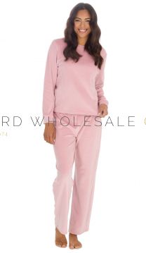 Ladies Pink Supersoft Polished Fleece Pyjama Lounge Set by Love Your Label 6 Pieces