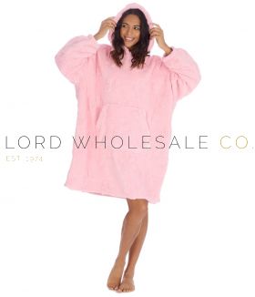 Ladies Supersoft Pink Bows Oversize Hoodie by Huggable Hoodie