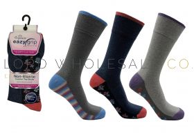 Ladies 3pk Cotton Rich Elegance Footbed Non-Elastic Comfort Top Socks by Eazy Grip Exquisite