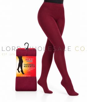 3819 Ladies Wine 300 Denier Brushed Fleece Lined Thermal Tights by Heat Machine