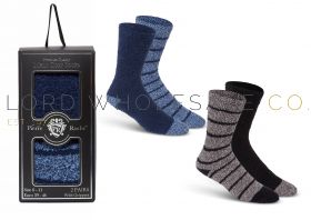 Men's Boxed 2pk Premium Quality Cosy Socks With Grips by Pierre Roche 6 x 2 Pair Box