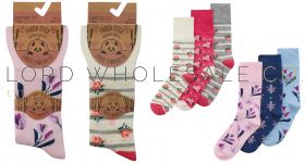 Ladies 3pk Bamboo Comfort Fit Floral Socks by Pandastick 4 x 3 Pair Packs