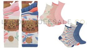 Ladies 3pk Floral Cottagecore Bamboo Socks by Pandastick 4 x 3 Pair Packs