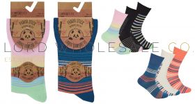 Ladies 3pk Pastel Shadow Striped Bamboo Socks by Pandastick 4 x 3 Pair Packs
