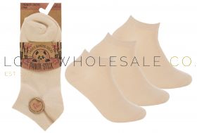 Ladies Nude Bamboo Trainer Socks Liners by Pandastick 4 x 3 Pair Packs
