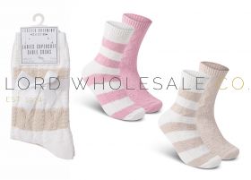 Ladies 2pk Supersoft Cable Knit Thermal Socks by Forever Dreaming 6 x 2 Pair Pack