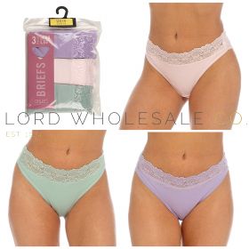 Ladies 3pk Lace Pastel High Leg Briefs 6 x 3 Pair Pack by Anucci Underwear
