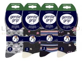 CLEARANCE Ladies Assorted Designs Bamboo Gentle Grip Socks by Sock Shop 4 x 3 Pair Pack