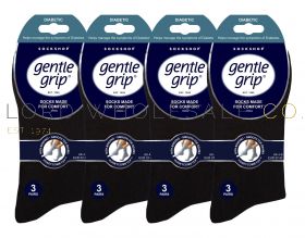 CLEARANCE Ladies Black Lighter Weight Diabetic Gentle Grip Socks by Sock Shop 4 x 3 Pair Pack