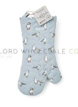 02-2571-Wholesale Coastal Birds Polycotton Longer Length Gauntlet Oven Glove by Cooksmart