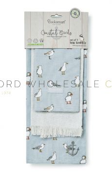 02-2574-Wholesale Coastal Birds 3pk Polycotton Tea Towels by Cooksmart