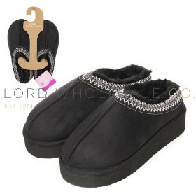 “Trendy women’s black platform slippers – wholesale ladies cosy slippers