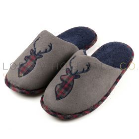 Men's Cosy Stag Head Tartan Print Mule Slippers by Slumberzzz 6 Pairs