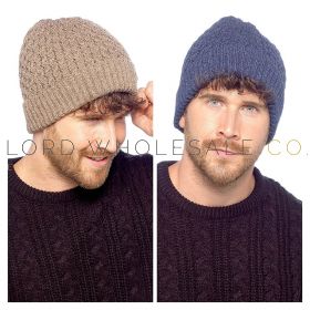 Men's Cable Beanie Hat with Fleece Lining by Tom Franks 12 Pieces