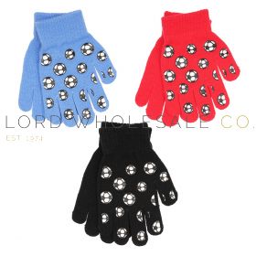 Boys Football Print Thermal Magic Gloves by Bertie & Bo 12 Pieces