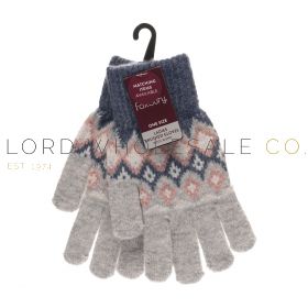 Ladies Brushed Fairisle Wool Blend Gloves by Foxbury 12 Pieces
