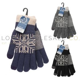 Men's Sherpa Lining Fairisle Touch Screen Gloves by Tom Franks 12 Pieces