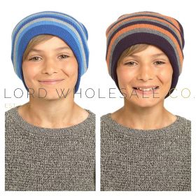 Boys Assorted Striped Beanie Hats by Bertie & Bo 12 Pieces