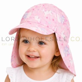 Younger Girls Unicorn Print Legionnaire Cap by Snuggle Shop 12 Pieces
