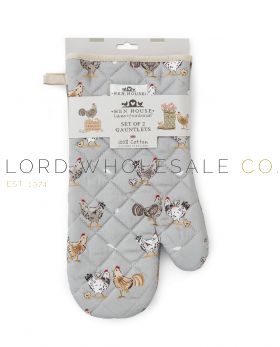 02-2638-Wholesale Hen House Lane 2pk Longer Length Gauntlet Oven Glove by Cooksmart