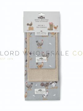 02-2642-Wholesale Hen House Lane 3pk Cotton Tea Towels by Cooksmart
