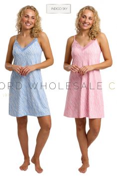 Ladies Soft & Stretchy Zebra Print Jersey Chemise by Indigo Sky