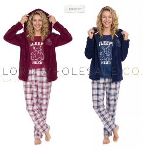 Ladies 3 Piece Sleepy Head Cosy Hoodie Lounge Pyjama Set by Indigo Sky 1 Piece