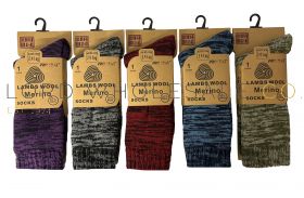 Ladies Assorted Marl 2.4 TOG Rating Merino Lambs Wool Socks by Pro Heat 12 Pairs