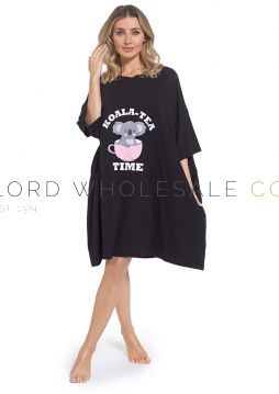 03-LN457-Wholesale Ladies 100% Jersey Cotton Koala Oversized Nightshirt by Follow That Dream