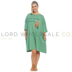 Ladies 100% Cotton Highland Cow Oversized Nightie With Side Pockets by Follow That Dream 1 Piece