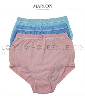 Ladies Pastel 3 pair pack 100% Cotton Full Briefs by Marlon
