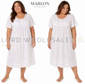 CLEARANCE PLUS SIZE Ladies Polycotton Molly Floral Short Sleeve Nightdress by Marlon
