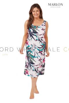 CLEARANCE Ladies Karina Tropical Keyhole Sleeveless Nightdress by Marlon