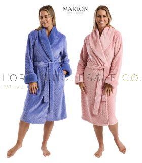 03-MA45715-Wholesale Ladies Soft Feel Deco Design Embossed Faux Fur Shawl Collar Robe by Marlon