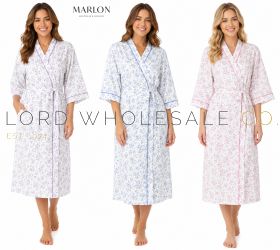 CLEARANCE Ladies Polycotton Floral Wrap Robe Gown MN18 by Marlon