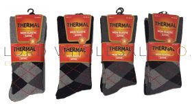 Men's Argyle Non-Elastic Thermal Socks 4 x 3 Pair Pack