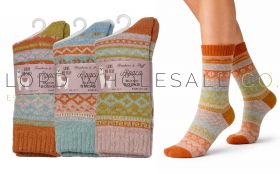 06-SE179-Ladies Alpaca Nordic Wool Blend Socks by Feathers & Fluff 6 Pairs