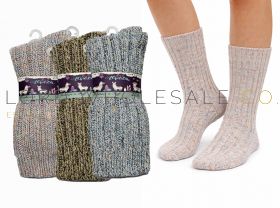 12-SE182-Ladies Alpaca Wool Blend Boot Socks by Feathers & Fluff 6 Pairs