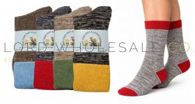 06-SE184/1-Wholesale Men's Grey Marl Coloured Heel & Toe Alpaca Wool Blend Boot Socks 6 Pairs