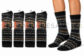 12-SE190-Men's Fairisle Thermal Boot Socks 4 x 3 Pair Pack