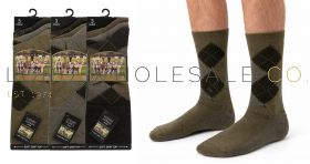 Men's 3pk Luxury Alpaca Blend Traditional Argyle Brown Socks 4 x 3 Pair Pack