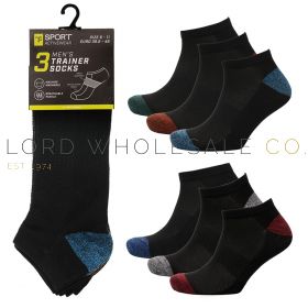 CLEARANCE Men's 3pk Dark Assorted Twistyarn H&T Trainer Socks by Tom Franks 4 x 3 Pair Pack