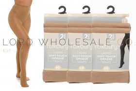 Ladies Nude 2pk 60 Denier Soft Touch Opaque Tights by Foxbury 6 x 2 Pair Pack