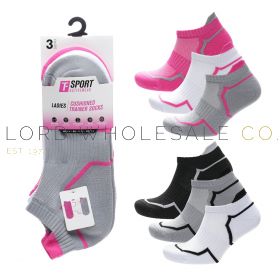 SK1540 Ladies Assorted Half Terry Cushioned Trainer Socks By Tom Franks 4 x 3 Pair Pack