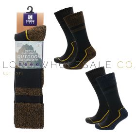 Men's LONG 2pk Cushioned Outdoor Boot Socks by Storm Ridge 6 x 2 Pair Pack